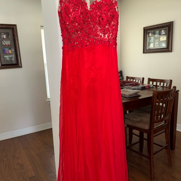Aspeed Red and Gold Beaded Dress - Picture 1 of 4
